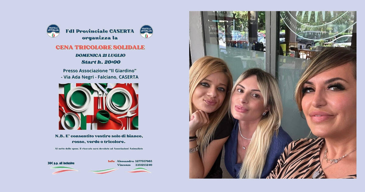 Fratelli d'Italia Caserta: il 21 luglio cena tricolore solidale per  sostenere le associazioni animaliste - Caserta Notizie