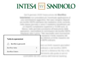 modifica bonifici Intesa San Paolo