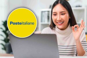 Poste Italiane logo ragazza al computer