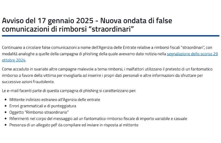 truffa Agenzia delle Entrate 