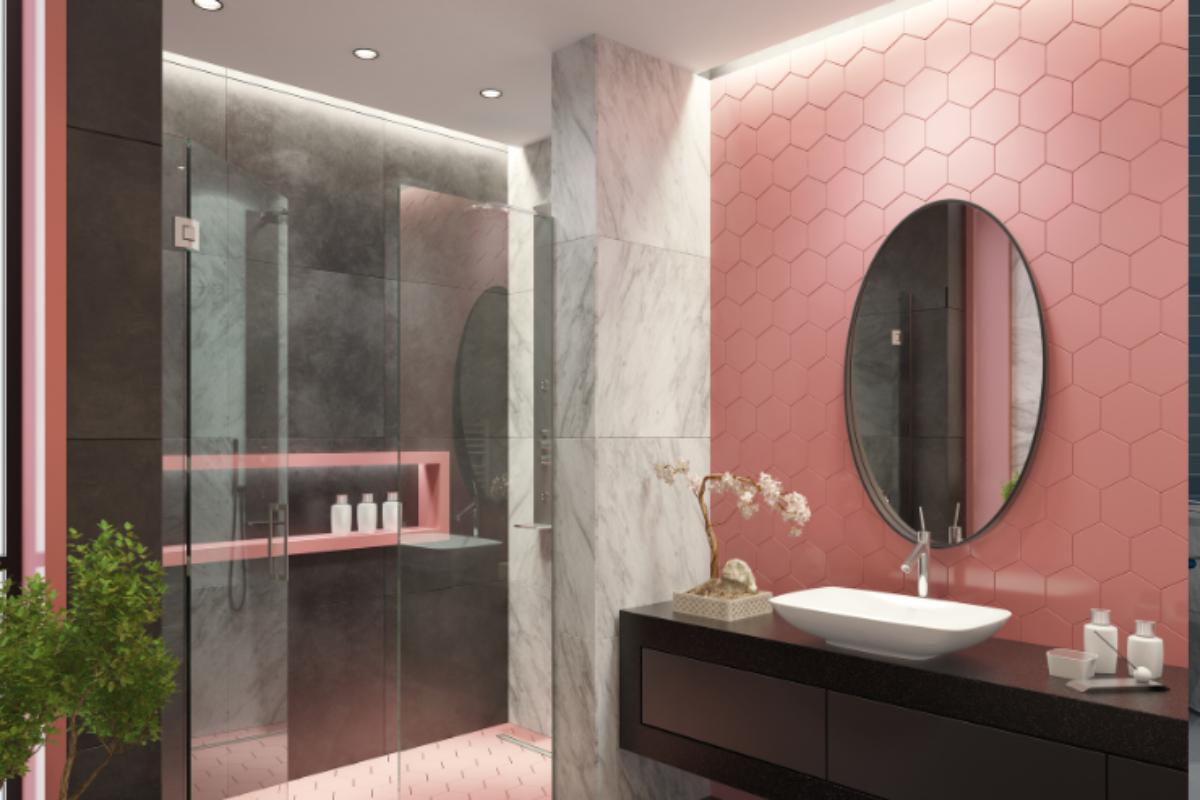 bagno arredato nuance rosa